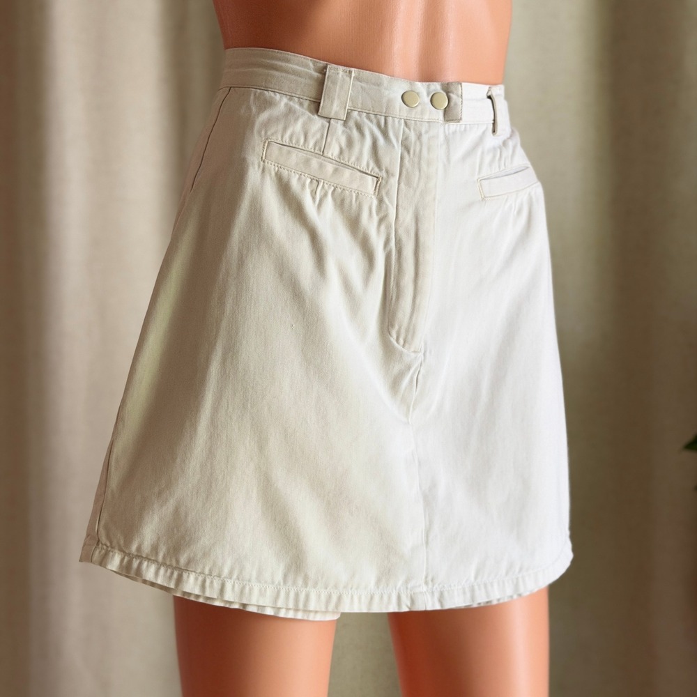 Vtg 90s Copper Key Cream Cotton Twill Skort Size 1 High Rise Preppy Old Money